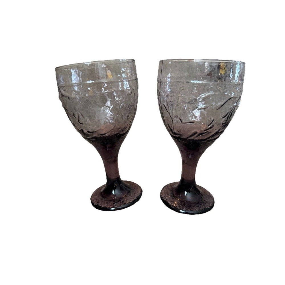 Libbey Amethyst Garden Vine Wine Goblets - SET OF 2